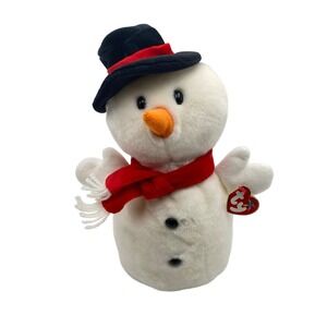 TY Beanie Buddies Snowball Snowman 13"‎ Plush with Scarf & Hat 2001